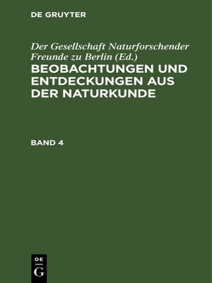 cover image of Beobachtungen und Entdeckungen aus der Naturkunde. Band 4